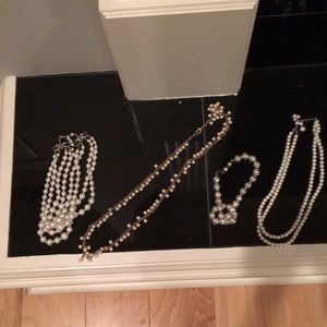 Assorted pearl costume necklaces